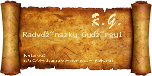 Radvánszky Györgyi névjegykártya